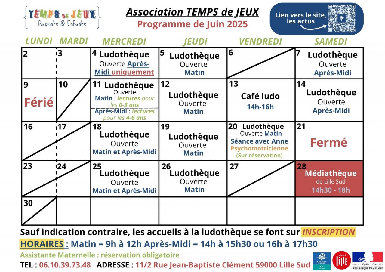 Planning du mois de juin 2025